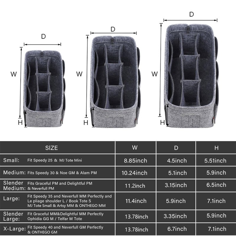 ZTUJO Purse Organizer Insert, Felt Bag Organizer For Handbag Purse Organizer,13 Colors, 6 Size (X-Large, Grey) - Image 2